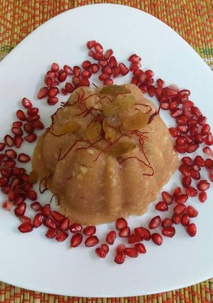 A picture of Paneer kesari halwa.