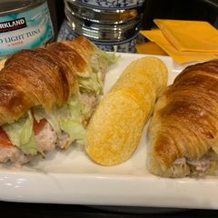 Tuna croissant sandwich 🥐🧀😋 A picture of Tuna croissant sandwich 🥐🧀😋.