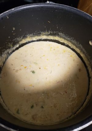 A picture of Corn and Crab Soup.