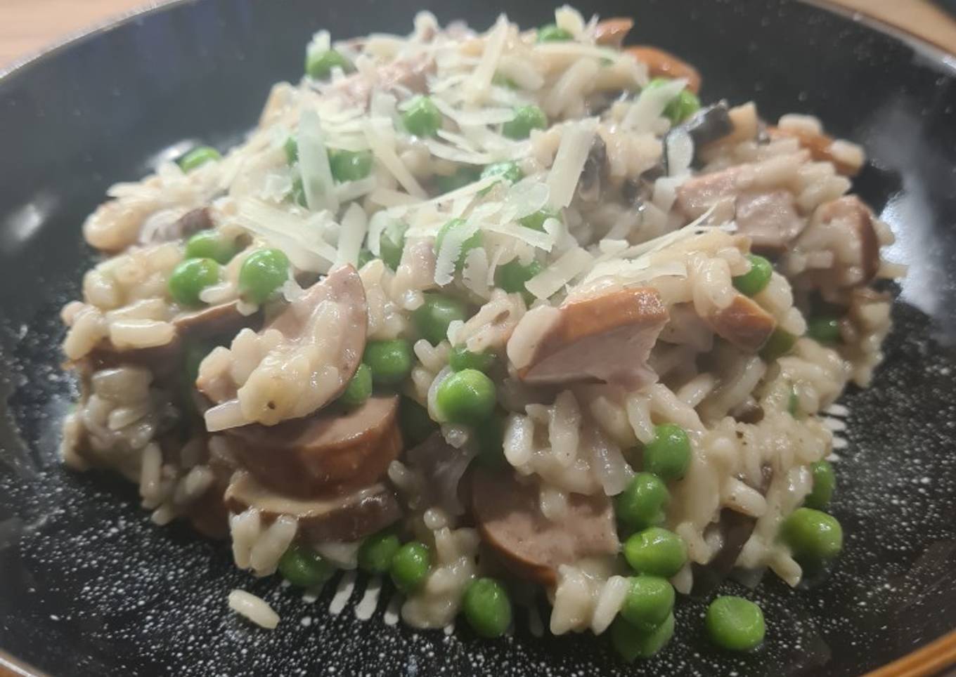 Smoked sausage and parmesan risotto