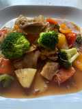 Comida china Pollo agridulce con vegetales