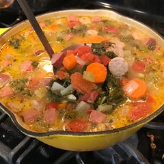 Kale, Sausage & Leftover Mashed Potato Soup A picture of Kale, Sausage & Leftover Mashed Potato Soup.