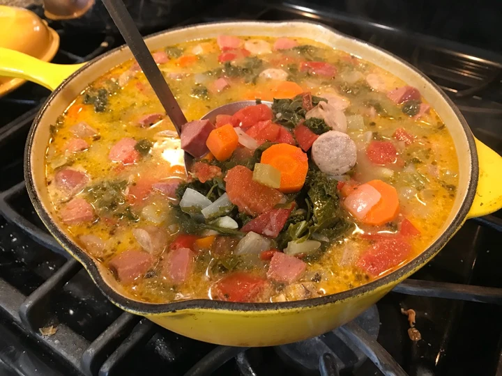 Easy Steps to Make Recipes Kale, Sausage &amp;amp; Leftover Mashed Potato Soup the  Makes Drooling Make You Drink.