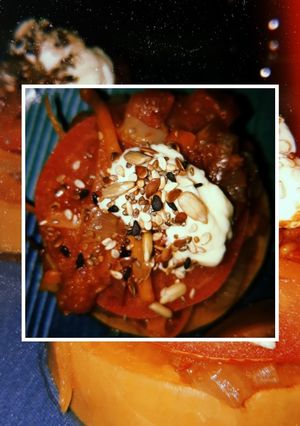 Una foto de Torres de calabaza y verduras
