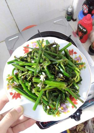 Hình của món Rau dớn rừng xào tỏi.