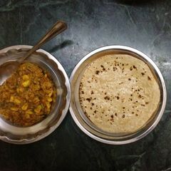 A picture of Crispy corn ki sabji with chapati.