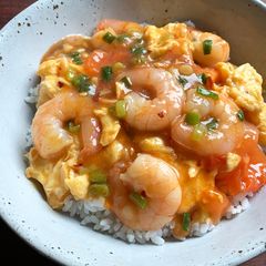 A picture of Tomato, Prawn & Egg Rice Bowl.
