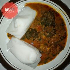 A picture of Ogbonno soup and Agidi.