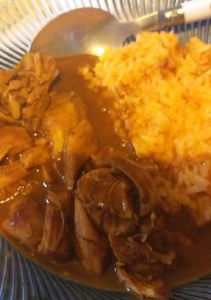 Una foto de Mole y arroz