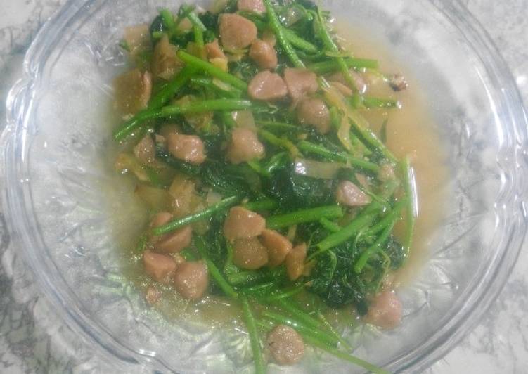 Tumis Bayam Dg Bawang Bombay n Bakso Sapi