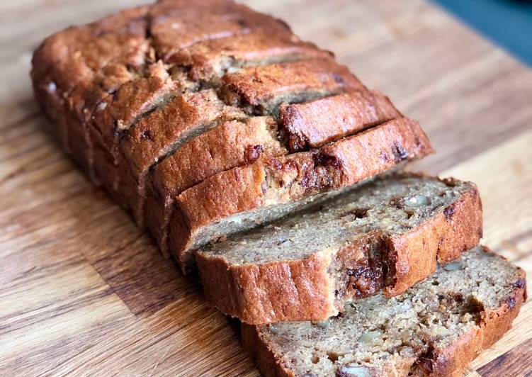 Steps to Prepare Ultimate Chocolate Chip &amp; Walnut Banana Bread