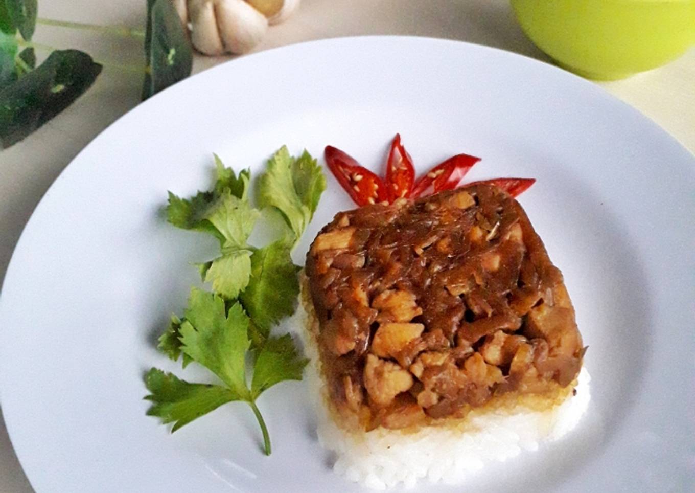 Cara Gampang Menyiapkan 323. Nasi Tim Ayam Jamur Tiram yang Lezat Sekali