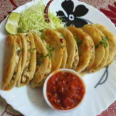 A picture of Mexican Potato Cheese Tacos.