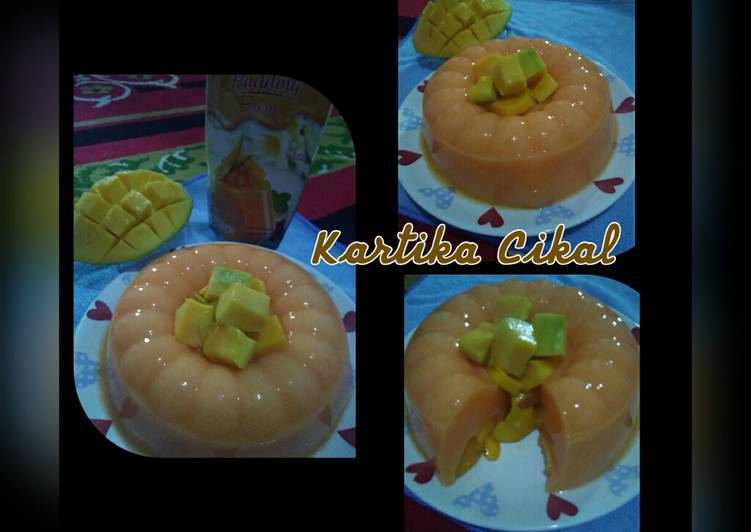 Puding Susu Nutrijel Rasa Mangga dibalut Mangga Aromanis