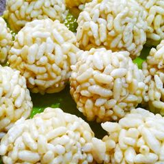 A picture of Murmura laddoo ll puffed rice laddoo.