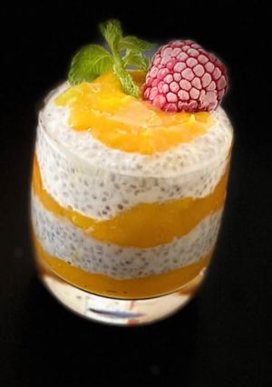 A picture of Mango coconut parfait.
