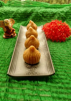 A picture of Mawa badam modak.