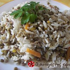 A picture of Lentils and rice, multicolor.