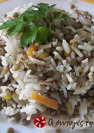A picture of Lentils and rice, multicolor.