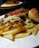 Pasta penne con carne
