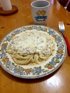 Una foto de Tallarines con salsa de queso