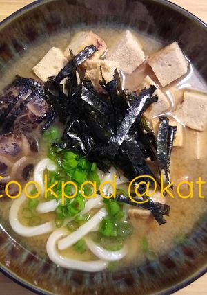 A picture of Miso Udon Noodle Soup.