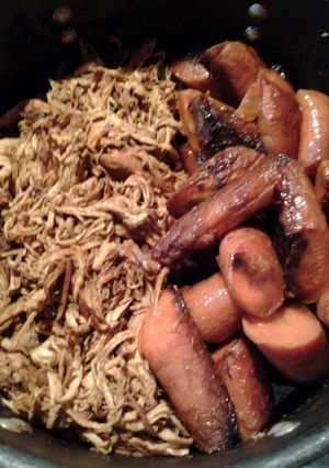A picture of Caraway chicken with caramelized carrots.