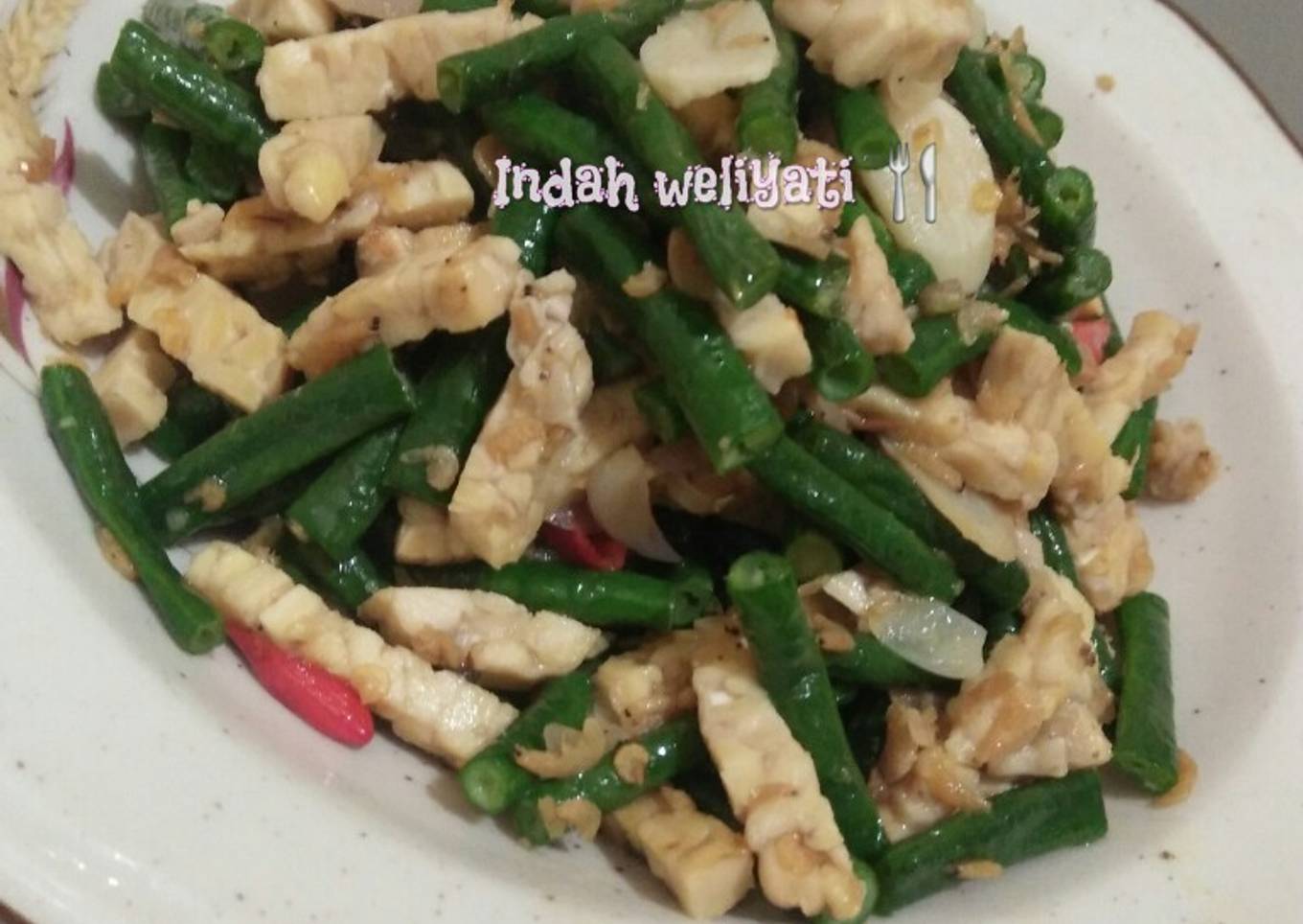 Tumis sayur kacang & tempe