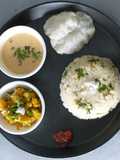 Upwas platter / Barnyard millet, peanut curry and Pumpkin curry