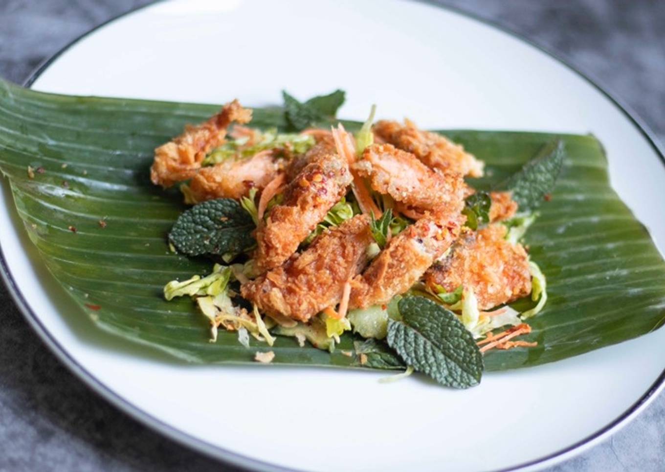 Crispy salmon waterfall Thai salad