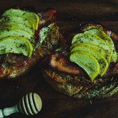 A picture of Salted Honey-Apple & Mozzarella Toast!.