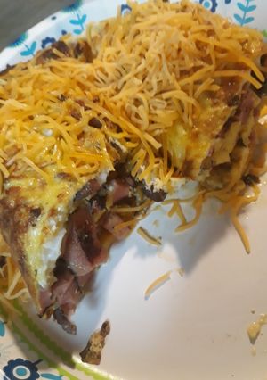A picture of Mushroom and Bologna Omelet.