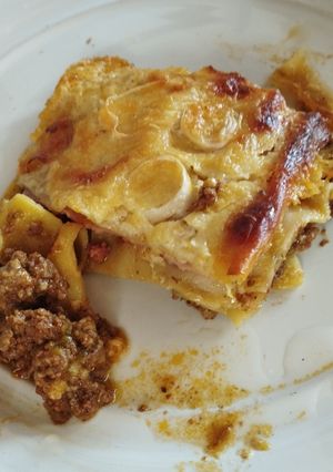 Una foto de Lasagna mixta con pasta precocida