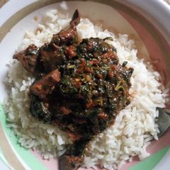 A picture of My white rice and vegetable soup.