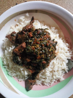 A picture of My white rice and vegetable soup.