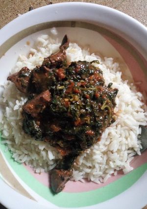 A picture of My white rice and vegetable soup.