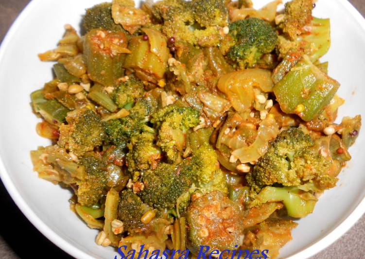 Okra Broccoli Stir Fry / Bendakaya Broccoli vepudu