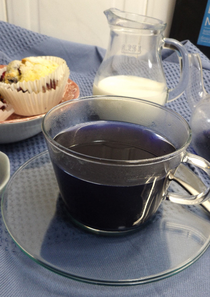 Una foto de Té de Butterfly pea, flor de guisante de mariposa