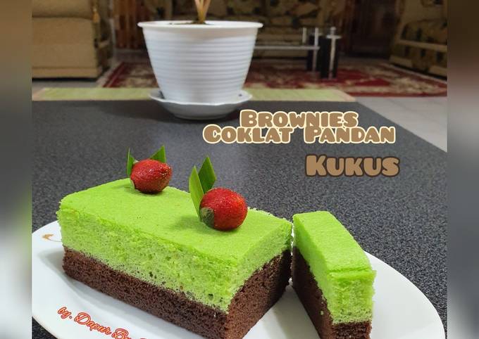 Brownies Coklat Pandan Kukus