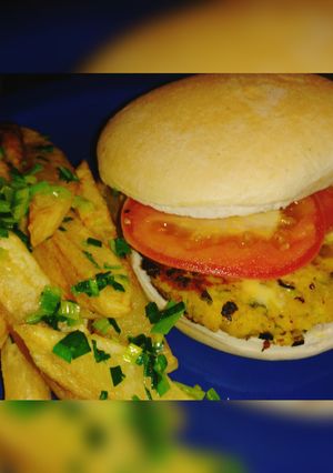 Una foto de 🖤💚Veggie Burger 💚🖤 Hamburguesas de garbanzos