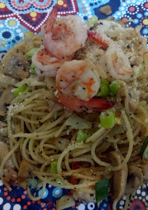 Foto resep Shrimp Spaghetti Aglio Olio