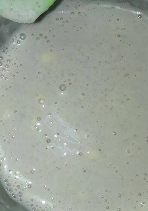 A picture of Brown rice with banana puree.