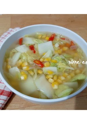 Foto resep Sayur sawi putih jagung (masakan sehari-hari)