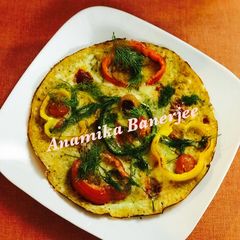 A picture of Eggs-Cheese Omelette in Bell Peppers Pockets.