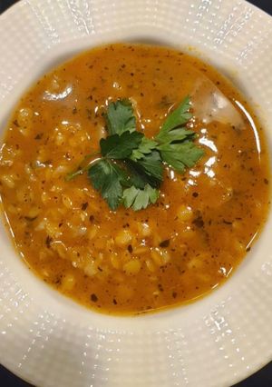 صورة لوصفة شوربة الشتوية بالبرغل والعدس والأرز 🍅🌶🍲