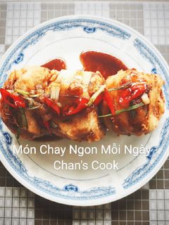 Hình của món Cà tím nhân khoai tây chiên giòn chay.