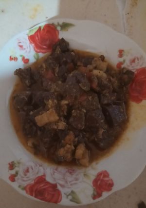 صورة لوصفة كبدة الجمل مقلية مع الصوص