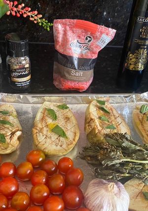 Una foto de Moussaka griega