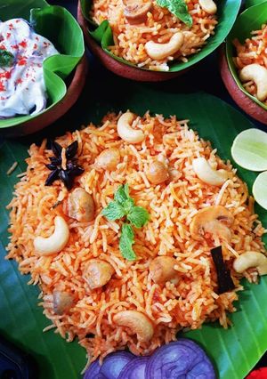 A picture of Mushroom Biryani.