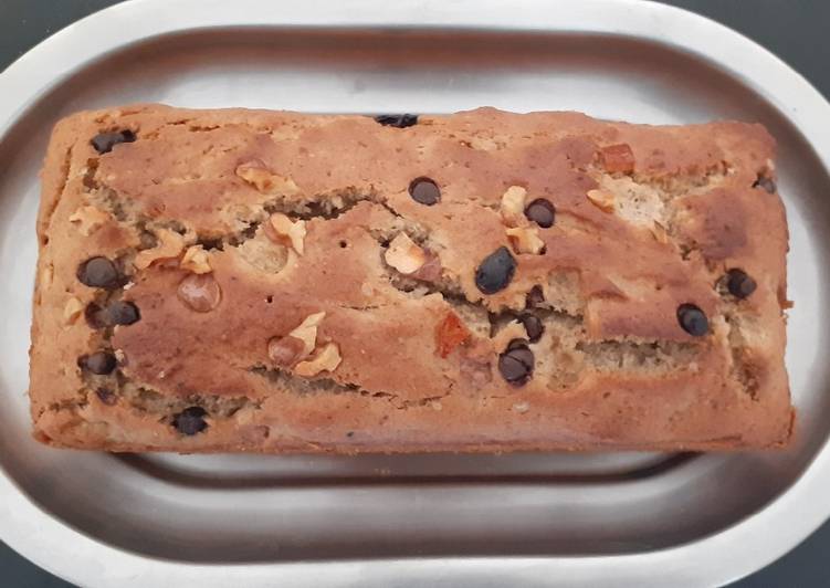 Recipe of Homemade Whole wheat Banana oats bread with nuts n choco chips